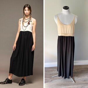 Aritzia Black and Cream Midi Dress